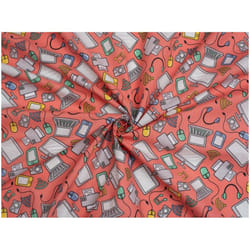 Minerva Printed Polycotton Fabric - per metre - Coral