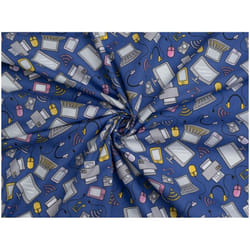 Minerva Printed Polycotton Fabric - per metre - Royal Blue