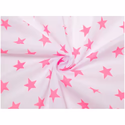 Minerva Printed Polycotton Fabric - per metre - White & Bright Pink