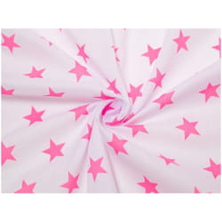 Minerva Printed Polycotton Fabric - per metre - White & Bright Pink