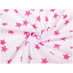 Minerva Printed Polycotton Fabric - per metre - White & Cerise Pink