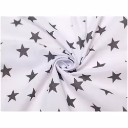 Minerva Printed Polycotton Fabric - per metre - White & Dark Grey
