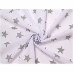 Minerva Printed Polycotton Fabric - per metre - White & Light Grey