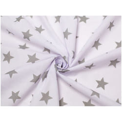 Minerva Printed Polycotton Fabric - per metre - White & Light Grey