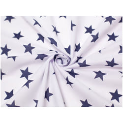Minerva Printed Polycotton Fabric - per metre - White & Navy Blue