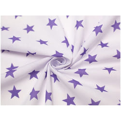 Minerva Printed Polycotton Fabric - per metre - White & Purple