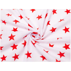 Minerva Printed Polycotton Fabric - per metre - White & Red