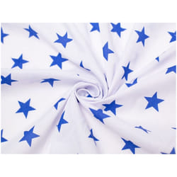 Minerva Printed Polycotton Fabric - per metre - White & Royal Blue