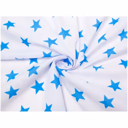 Minerva Printed Polycotton Fabric - per metre - White & Turquoise