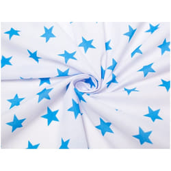 Minerva Printed Polycotton Fabric - per metre - White & Turquoise