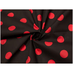 Minerva Printed Polycotton Fabric - per metre - Black & Red
