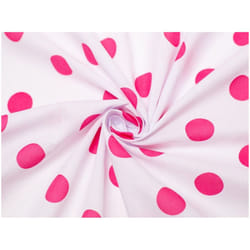 Minerva Printed Polycotton Fabric - per metre - White & Dark Pink