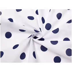 Minerva Printed Polycotton Fabric - per metre - White & Navy Blue