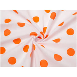 Minerva Printed Polycotton Fabric - per metre - White & Orange