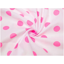 Minerva Printed Polycotton Fabric - per metre - White & Pink