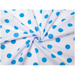 Minerva Printed Polycotton Fabric - per metre - White & Turquoise