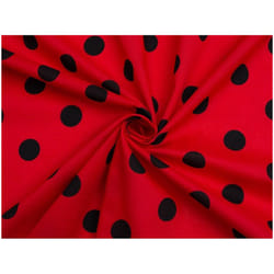 Minerva Printed Polycotton Fabric - per metre - Red & Black