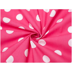Minerva Printed Polycotton Fabric - per metre - Dark Pink & White