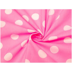 Minerva Printed Polycotton Fabric - per metre - Light Pink & White