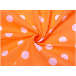 Minerva Printed Polycotton Fabric - per metre - Orange & White