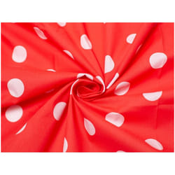 Minerva Printed Polycotton Fabric - per metre - Red & White