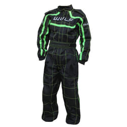Wulfsport Cub Blue Kids Motocross Motorbike Kart Race Suit - Black Green, L