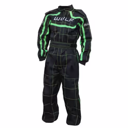 Wulfsport Cub Blue Kids Motocross Motorbike Kart Race Suit - Black Green, XL
