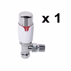 15mm x 1/2" Modern Angled Chrome & White TRV Thermostatic Radiator Valve