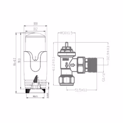 Angled Designer Thermostatic Radiator Valve for Towel Rails Rads 15mm 1/2"
