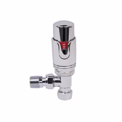 Chrome Thermostatic and Manual Control Angled Designer Radiator Valves 15mm