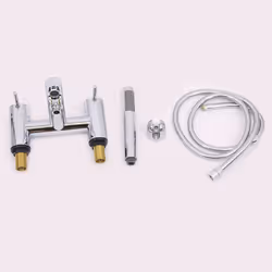 Modern Chrome Bath Shower Mixer Tap with Hand Held Shower Head Set
