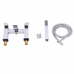 Square Bath Shower Mixer Tap Chrome and Hand Held Shower Head