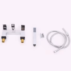 Square Twin Filler Mixer Tap & Bath Filler Hand Held Shower Head Set