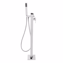 Free Standing Bath Shower Mixer Tap Bathroom Floor Standing Square Filler Kit