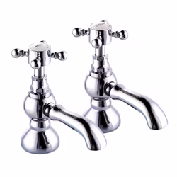 Traditional Twin Hot and Cold Basin Sink Taps Bathroom Cross Handle Vintage Faucets