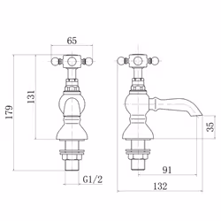 Traditional Twin Hot and Cold Basin Sink Taps Bathroom Cross Handle Vintage Faucets