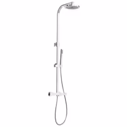 Modern Round Head Thermostatic Shower Set with 8" Overhead Rainfall Shower Taps