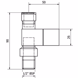Radiator Valves Straight Square Head Design Heated Towel Rail Valve 15mm x 1/2"