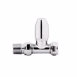 One Pair of Straight Thermostatic and Manual Chrome Heated Towel Radiator Valves