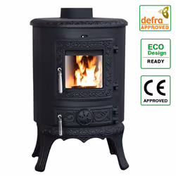 5KW Wood Burning Stove Cast Iron Woodburner Fireplace Black Defra Eco Design