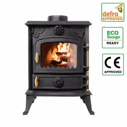 5KW Multifuel Stove Cast Iron Wood Burning Log Burner Fireplace Black Defra Eco Design