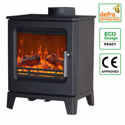 Defra 4.3KW Cast Iron Woodburner Stove Log Wood Burning Modern Fireplace Eco Design