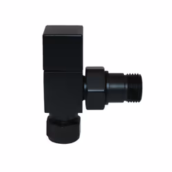 Black Angled Manual Valves 15mm Pair for Bathroom Heated Towel Rail Radiator
