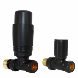 Designer Valves Black Straight 15mm x 1/2" Thermostatic Radiator Pack