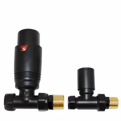 Designer Valves Black Straight 15mm x 1/2" Thermostatic Radiator Pack