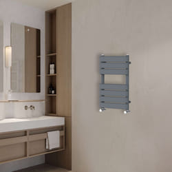 NRG Flat Panel Heated Towel Rail Bathroom Rad Radiator Anthracite - 650x400mm