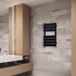 NRG Flat Panel Heated Towel Rail Bathroom Rad Radiator Black - 650x400mm