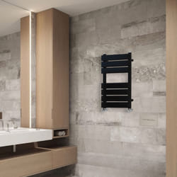 NRG Flat Panel Heated Towel Rail Bathroom Rad Radiator Black - 650x400mm