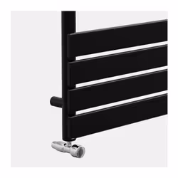 NRG Flat Panel Heated Towel Rail Bathroom Rad Radiator Black - 650x400mm
