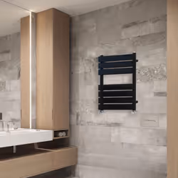 NRG Flat Panel Heated Towel Rail Bathroom Rad Radiator Black - 650x500mm